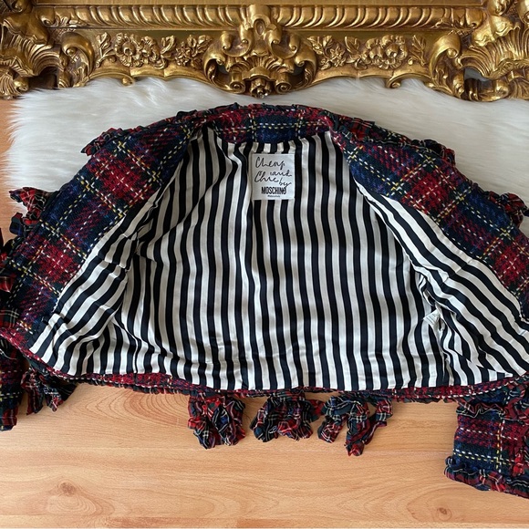 Moschino Plaid Wool Fringe Jacket - Picture 7 of 16